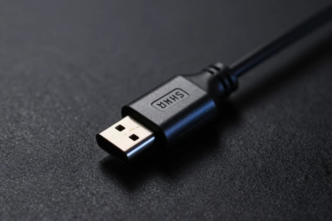 תקריב על שני קצוות כבל USB-C זהים למראה מונחים זה ליד זה על שולחן